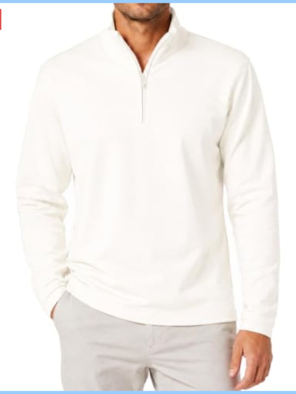Men's Cotton Quarter Zip Mock Neck Pullover Sweatshirt Long Sleeve
